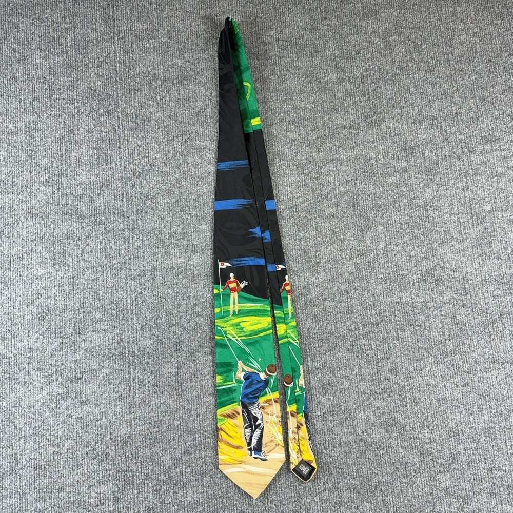 American Sports Tie Mens One Size Green Golf Polyester Novelty USA Necktie